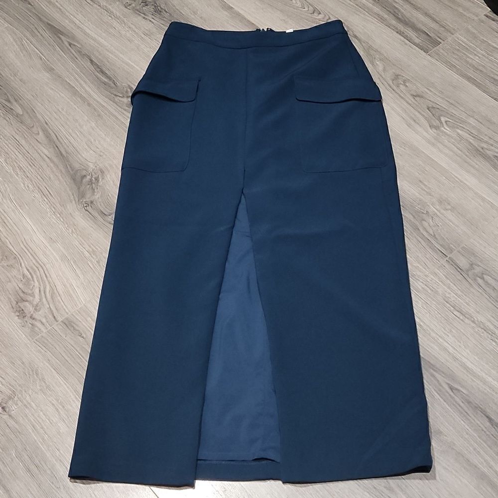 GUC DK Harlem Night Teal Blue Octavia Long Split Eva Mendes Maxi Skirt